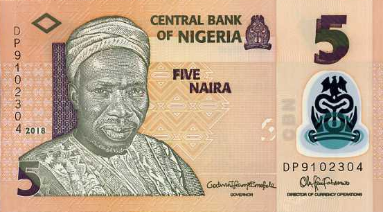 P38i Nigeria 5 Naira Year 2018